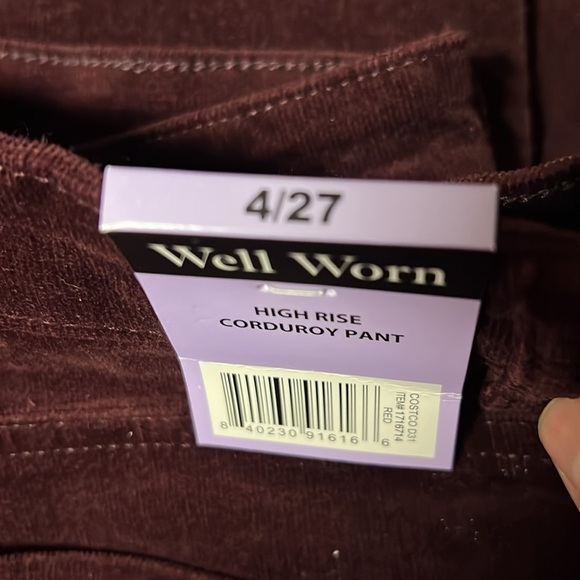 Well Worn Ladies' High-Rise Corduroy velvet Pants, Red, 4 - Picture 5 of 5